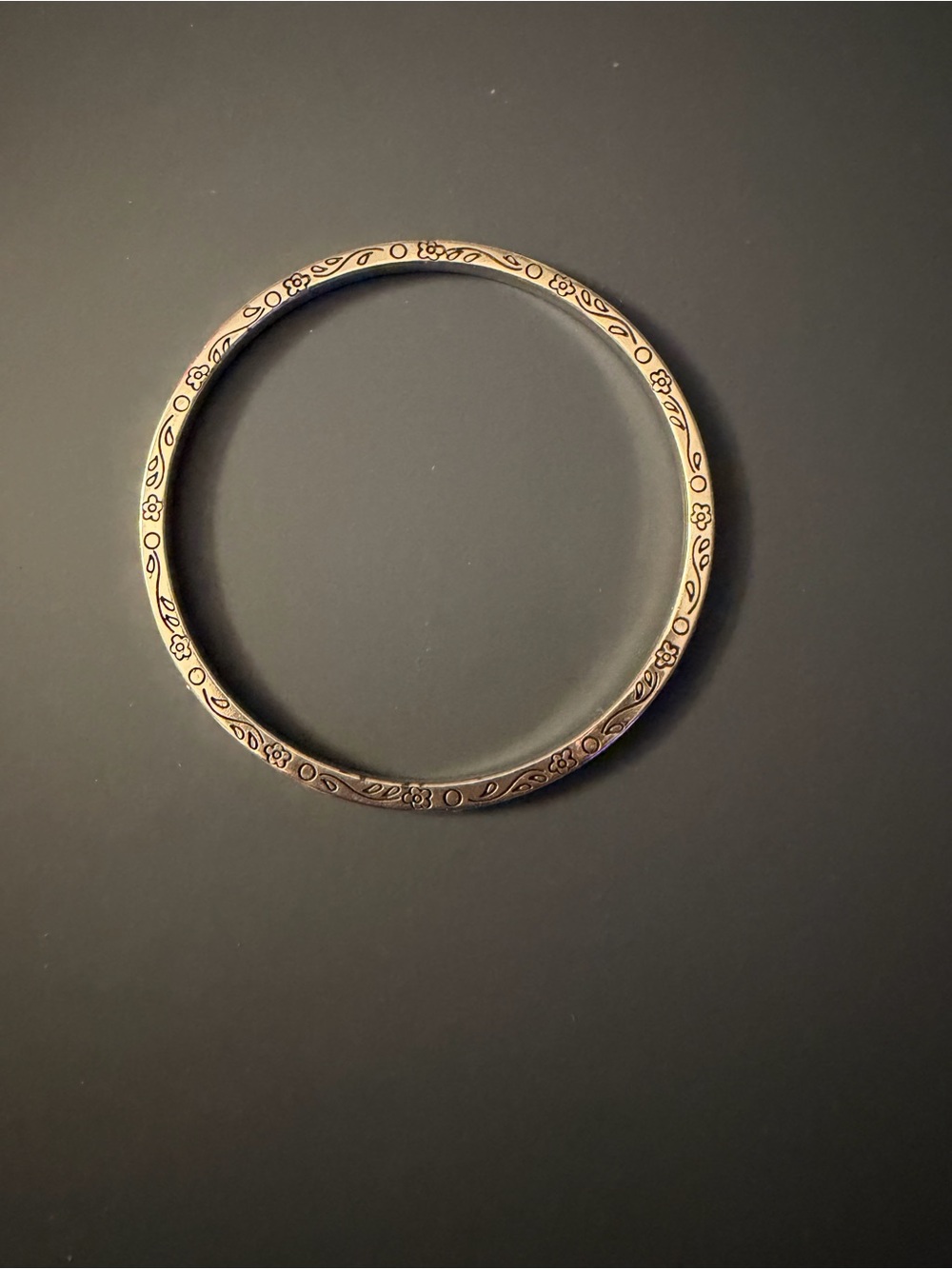 Vintage Brighton Silver Floral Engraved Bangle Bracelet - Women's Jewelry